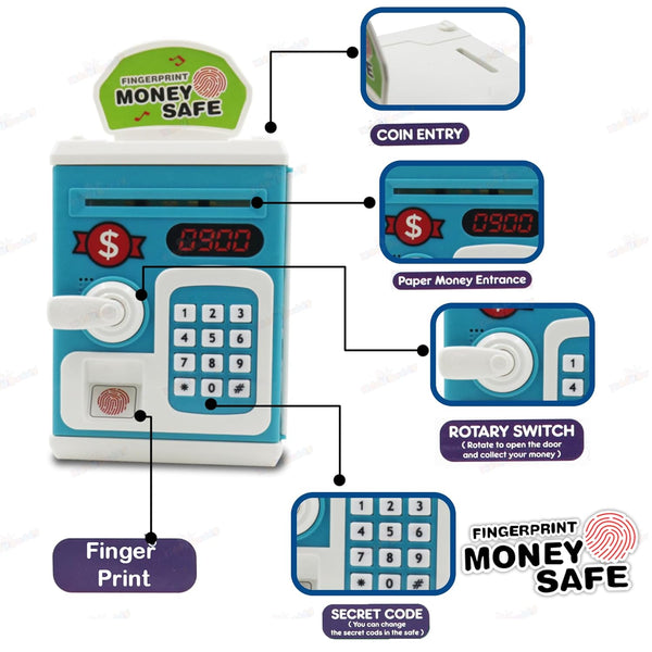 Electronic Piggy Bank ATM Machine for Kids | Digital Money Saving Box with Password Code Lock | Pink.