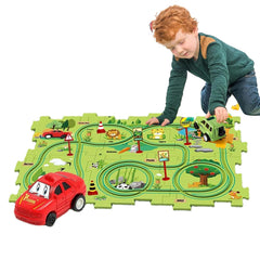 Montessori Car Rail Puzzle & Track Set | Multi Series Adventure Race Track | Educational Toddler Puzzle Toy.