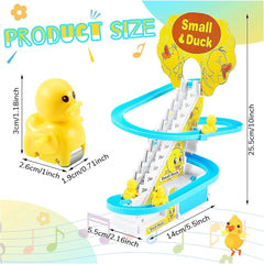 Duck Track Toys for Kids – Stair-Climbing Escalator with Lights & Music, Includes 3 Small Ducks – Interactive Duck Track Slide Toy – Perfect Toddler Gift