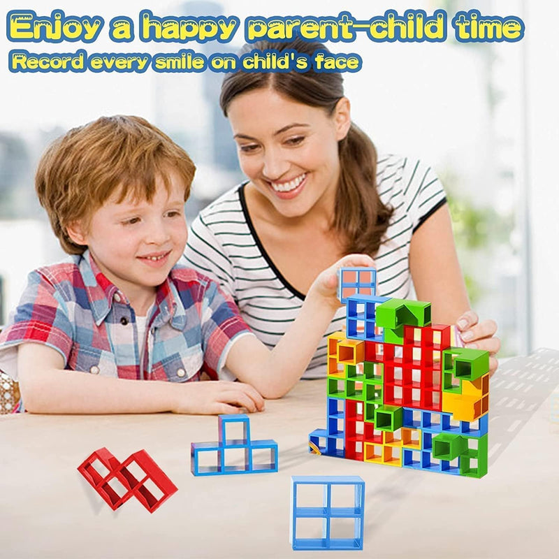 Tetra Tower Balance Stacking Game (48pcs) | Fun Family Board Game for Kids & Adults | Team Building Toy.