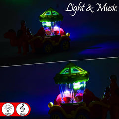 Musical Horse Carriage Toy with Lights | Bump & Go 360° Rotating Cart | Battery Operated Toy for Kids.