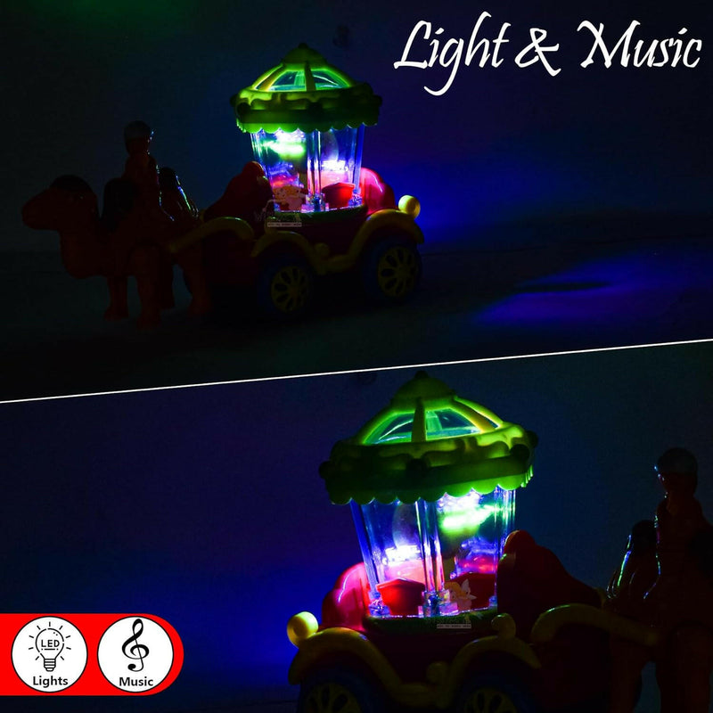 Musical Horse Carriage Toy with Lights | Bump & Go 360° Rotating Cart | Battery Operated Toy for Kids.