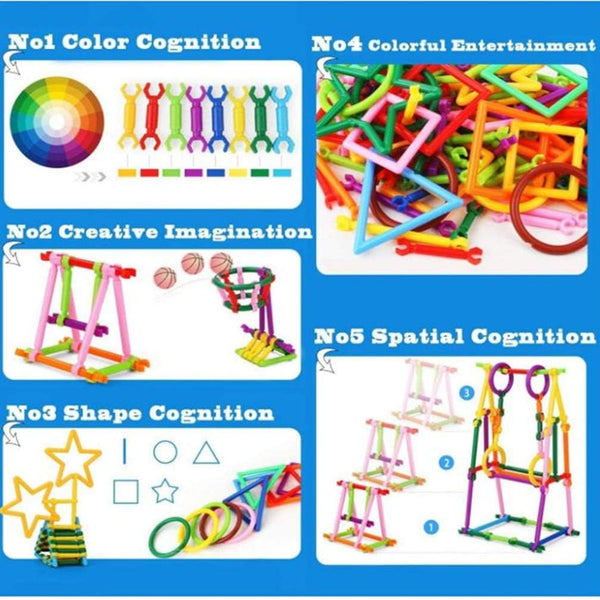 200+ Piece Smart Stick Building Blocks for Kids | Unbreakable Interlocking Toys | Educational Construction Set.
