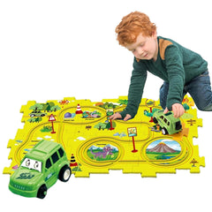 Montessori Car Rail Puzzle & Track Set | Multi Series Adventure Race Track | Educational Toddler Puzzle Toy.
