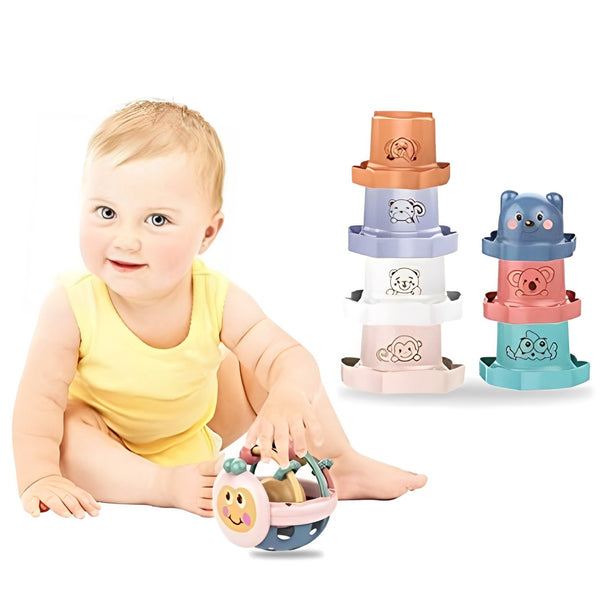 Baby Fairyland Gift Set with Rattles, Stacking Rings & Toy Remote | Early Development Sensory Toys.