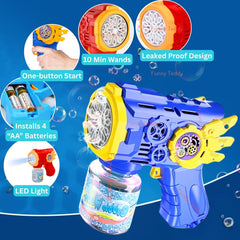 Automatic Bubble Gun Machine for Kids | Light-Up Bubble Blower with 100ml Solution | Outdoor Toy.