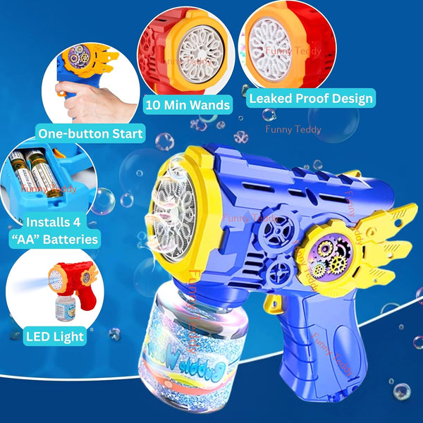 Automatic Bubble Gun Machine for Kids | Light-Up Bubble Blower with 100ml Solution | Outdoor Toy.