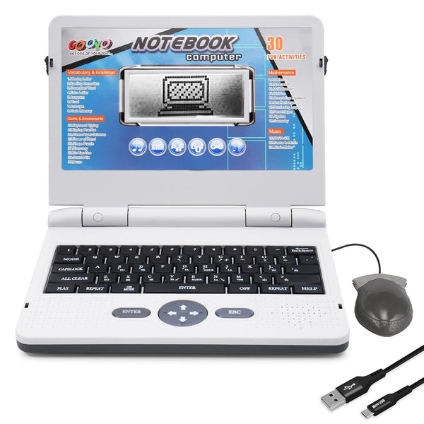 Kids Educational Laptop with 30 Fun Activities | Plug & Play Notebook Computer Toy with Mouse | Grey.