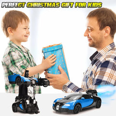Transforming RC Robot Car with Gesture Sensing | 1:14 Scale Deformation Vehicle with 360° Drifting | Blue.
