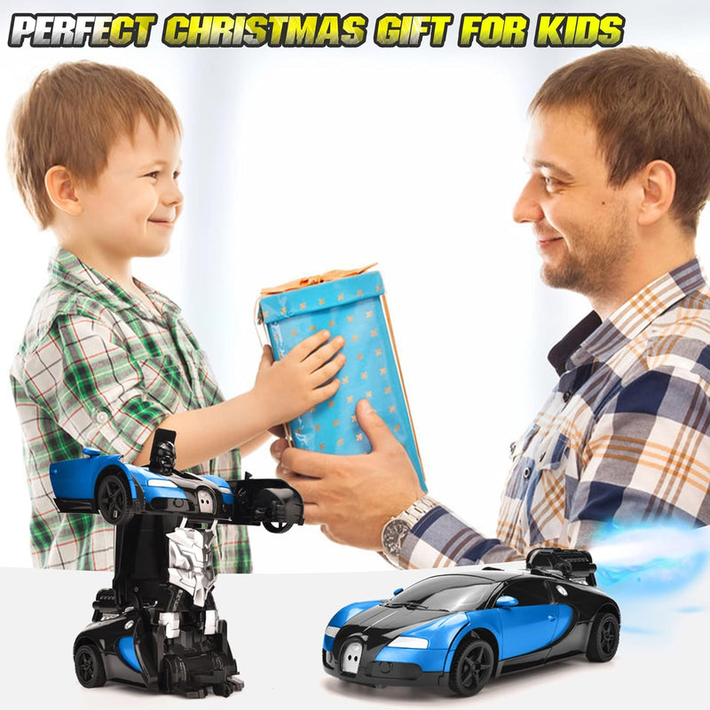 Transforming RC Robot Car with Gesture Sensing | 1:14 Scale Deformation Vehicle with 360° Drifting | Blue.