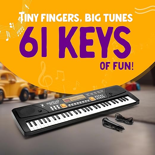 Kids Piano BF630 A1, Piano for Kids with Microphone Portable Electronic Keyboards for Beginners 61 Keys Kid Musical Toys Pianos for Girls Boys Ages 3-8 (61 Key Bigfun Piano for Kids)
