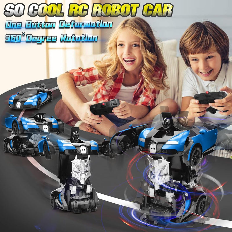 Transforming RC Robot Car with Gesture Sensing | 1:14 Scale Deformation Vehicle with 360° Drifting | Blue.