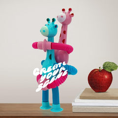 4-Pack LED Telescopic Suction Cup Giraffe Fidget Toy | Pop Tube Sensory Toy for Girls & Boys.