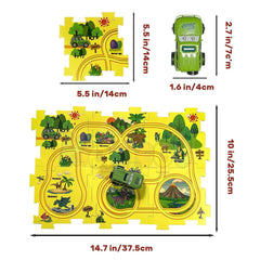 Montessori Car Rail Puzzle & Track Set | Multi Series Adventure Race Track | Educational Toddler Puzzle Toy.