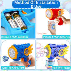 Automatic Bubble Gun Machine for Kids | Light-Up Bubble Blower with 100ml Solution | Outdoor Toy.