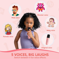 Kids Bluetooth Karaoke Microphone Speaker | Wireless Portable Singing Mic with RGB Lights | Party POP Mic (Pink).