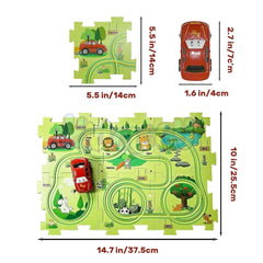 Montessori Car Rail Puzzle & Track Set | Multi Series Adventure Race Track | Educational Toddler Puzzle Toy.