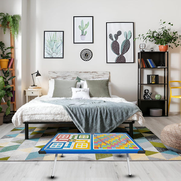 Foldable Bed Study Table with Built-in Ludo & Snakes and Ladders | Kids Learning & Gaming Desk.