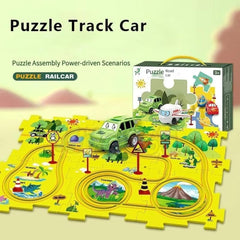 Montessori Car Rail Puzzle & Track Set | Multi Series Adventure Race Track | Educational Toddler Puzzle Toy