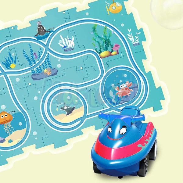 Montessori Car Rail Puzzle & Track Set | Multi Series Adventure Race Track | Educational Toddler Puzzle Toy.