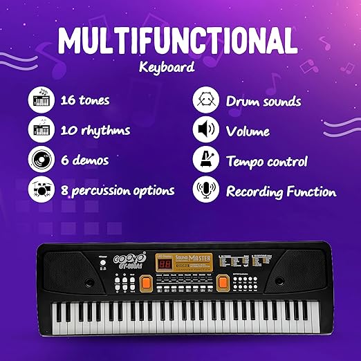 Kids Piano BF630 A1, Piano for Kids with Microphone Portable Electronic Keyboards for Beginners 61 Keys Kid Musical Toys Pianos for Girls Boys Ages 3-8 (61 Key Bigfun Piano for Kids)