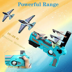 Airplane Launcher Gun Toy with Foam Gliders | Safe & Fun Outdoor Flying Toy for Kids | Shooting Game.