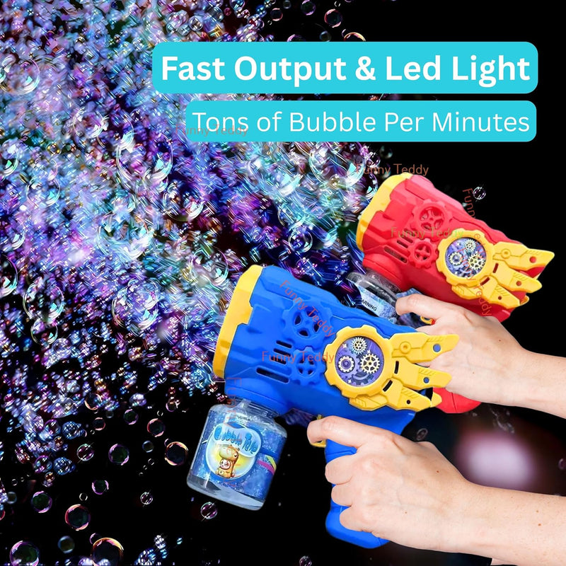 Automatic Bubble Gun Machine for Kids | Light-Up Bubble Blower with 100ml Solution | Outdoor Toy.