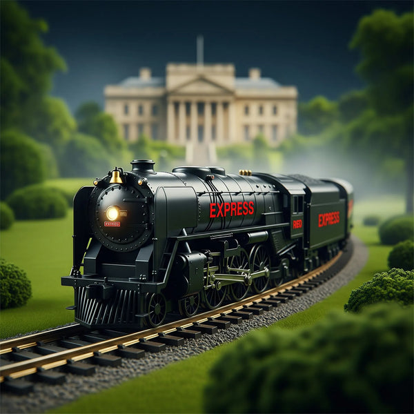 Black Toy Train Set for Kids | 19-Pc Battery-Operated High-Speed Engine with Round Track.
