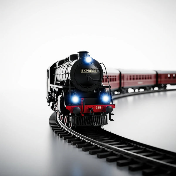 Black Toy Train Set for Kids | 19-Pc Battery-Operated High-Speed Engine with Round Track.