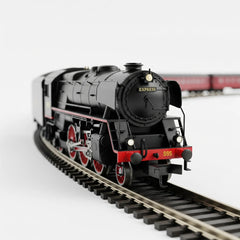 Black Toy Train Set for Kids | 19-Pc Battery-Operated High-Speed Engine with Round Track.