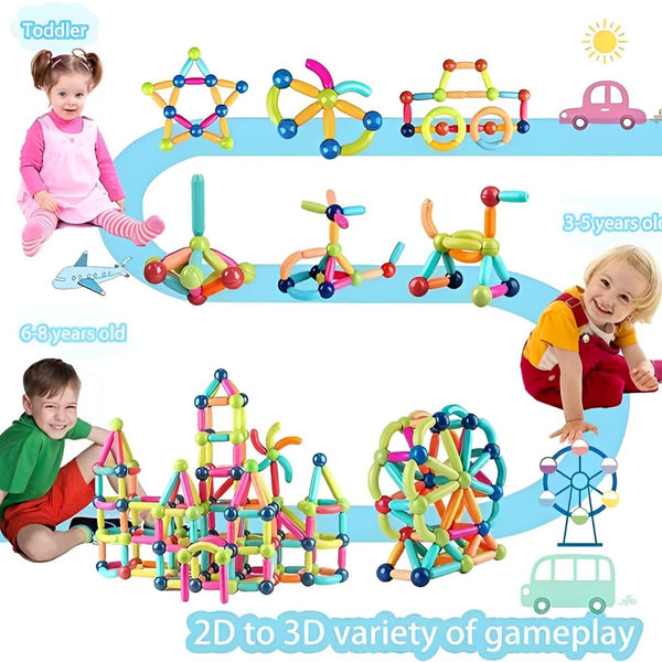 Magnetic Blocks for Kids Tiles -64 Pieces Set Gifts for Girls, Boys, Magnetic Blocks for Kids 3+ Years, 4 5 6 7 8 9 10/ Constructing & Learning Builder Educational Kids Magnetic Blocks Game