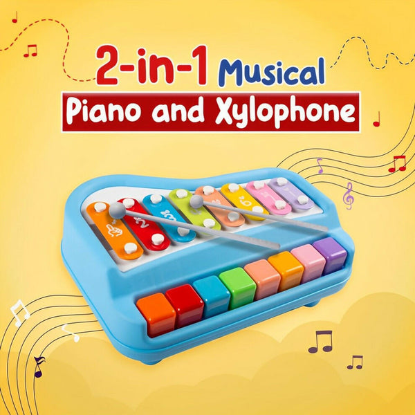 Kids' 2-in-1 Musical Xylophone & Piano | Educational Non-Battery Toy.