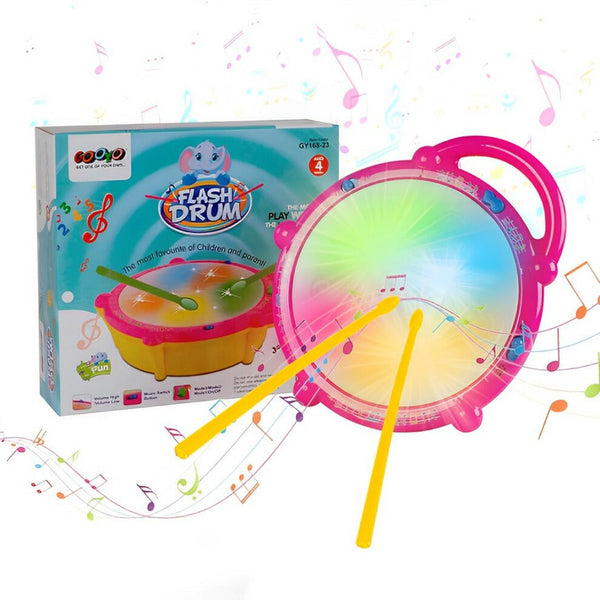 Kids Musical Flash Drum Set | 3D Lights & 2 Drum Sticks | Age 3+ Educational Toy.