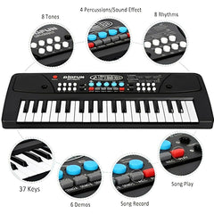 Bigfun 37-Key Kids Piano Keyboard | Mic, Recording & DC Power Option | 2025 Model.