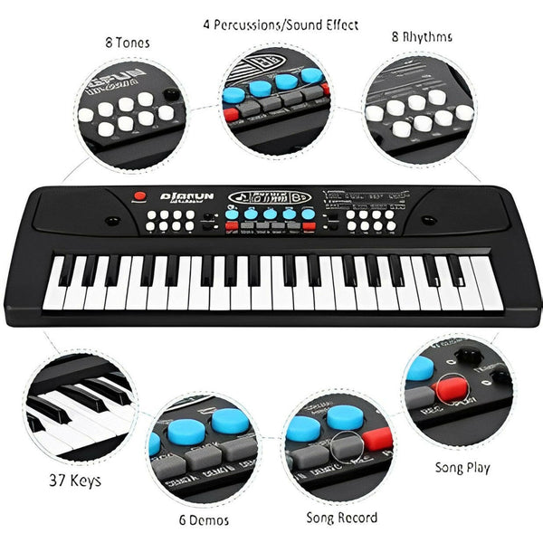 Bigfun 37-Key Kids Piano Keyboard | Mic, Recording & DC Power Option | 2025 Model.