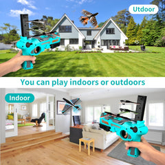 Airplane Launcher Gun Toy with Foam Gliders | Safe & Fun Outdoor Flying Toy for Kids | Shooting Game.