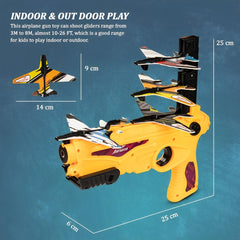 Airplane Launcher Gun Toy with Foam Gliders | Safe & Fun Outdoor Flying Toy for Kids | Shooting Game.
