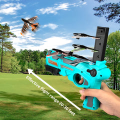 Airplane Launcher Gun Toy with Foam Gliders | Safe & Fun Outdoor Flying Toy for Kids | Shooting Game.