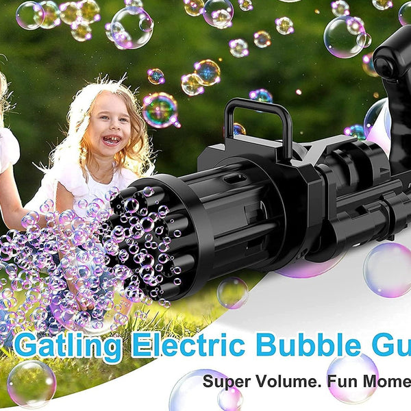 Gatling Battery Bubble Gun Toy 8-Hole Electric Bubbles Maker for Toddlers Toy with Bubble Solution