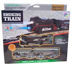 Smoke Train Battery Operated Electric Train Set, 13 Pieces with Lights and Sound, Express Locomotive with Track