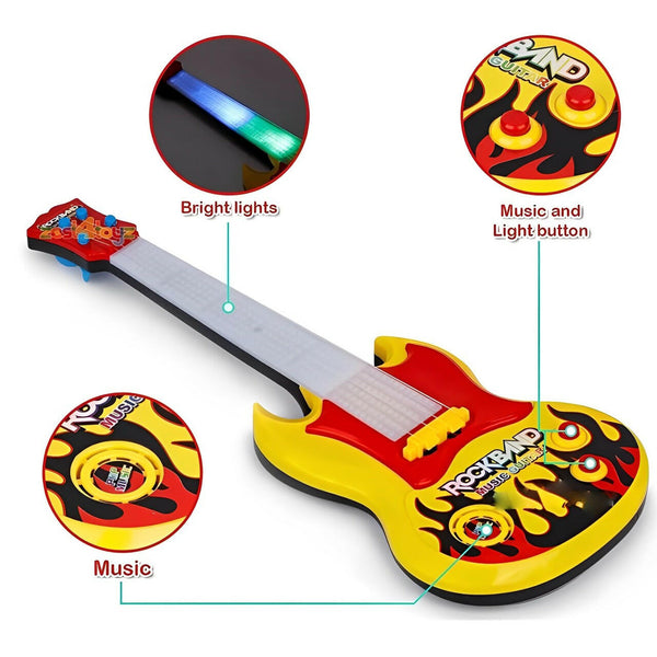 Kids' Rock Band Guitar Toy | Musical Learning Instrument with Lights & Sounds.