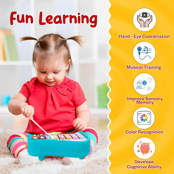 Kids' 2-in-1 Musical Xylophone & Piano | Educational Non-Battery Toy.