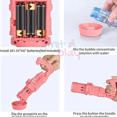 Gatling Battery Bubble Gun Toy 8-Hole Electric Bubbles Maker for Toddlers Toy with Bubble Solution