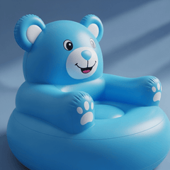 Inflatable Teddy Bear Chair for Kids | Cute PVC Animal Sofa & Air Chair for Toddlers | (1-Seater, Multicolor).