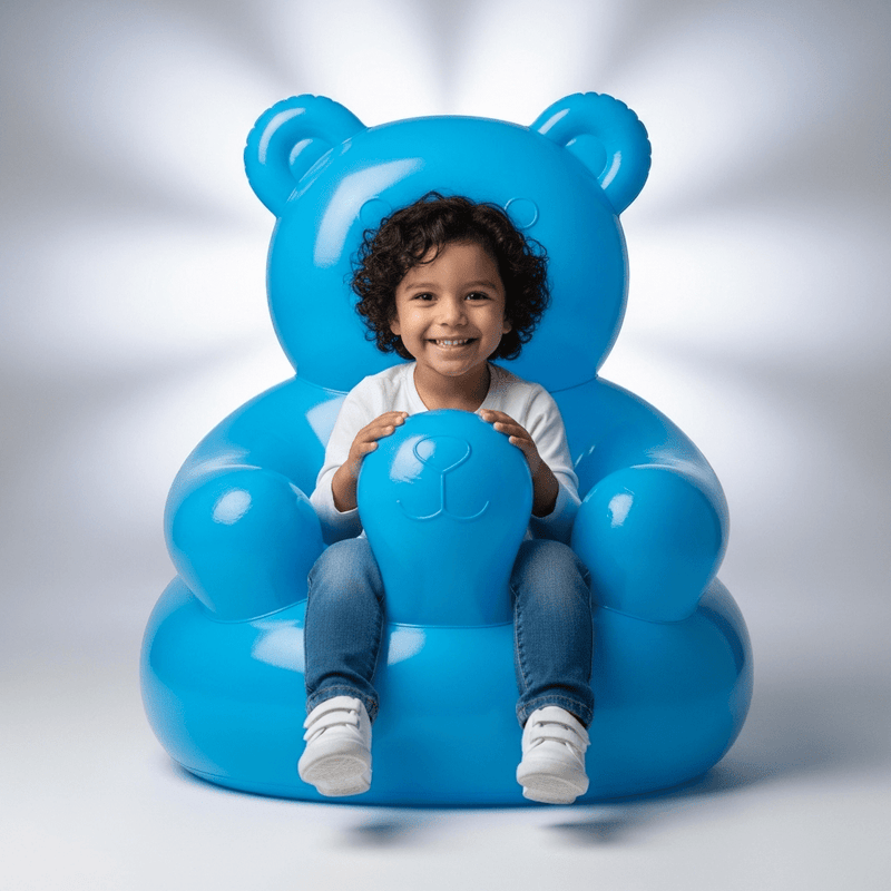 Inflatable Teddy Bear Chair for Kids | Cute PVC Animal Sofa & Air Chair for Toddlers | (1-Seater, Multicolor).