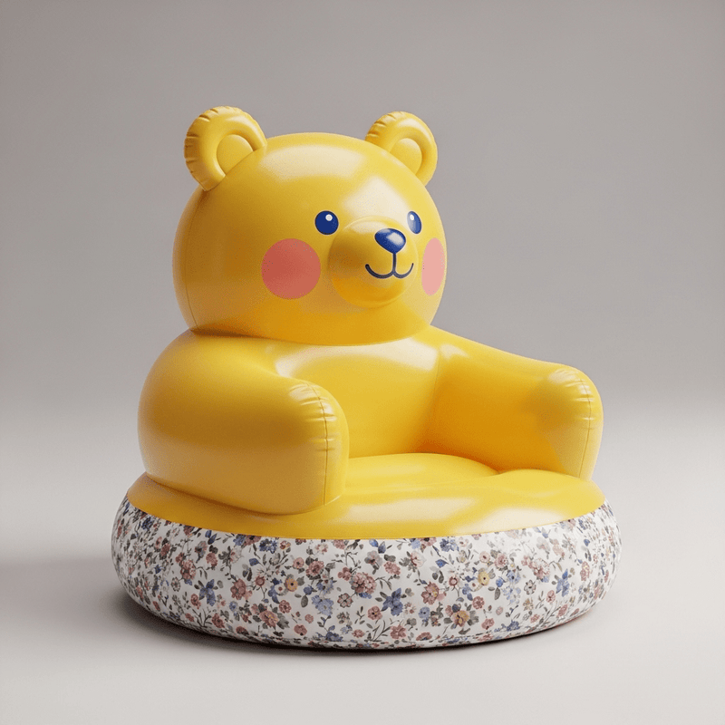 Inflatable Teddy Bear Chair for Kids | Cute PVC Animal Sofa & Air Chair for Toddlers | (1-Seater, Multicolor).