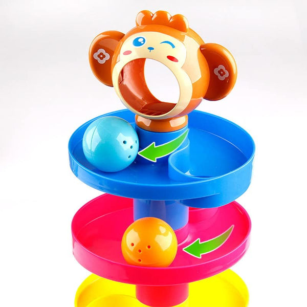 5-Layer Ball Drop & Roll Swirling Tower | Educational Stacking Toy for Toddlers with 3 Activity Balls.