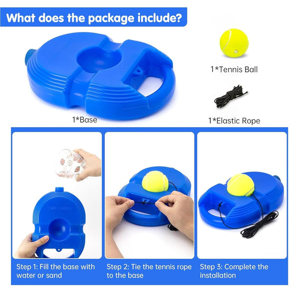 Solo Tennis Trainer Rebound Ball Set | Self-Practice Tennis & Cricket Trainer with String & Base.