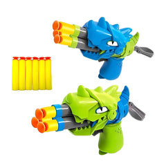 Thunder Strike Dino Shoot Blaster Gun | Includes 6 Soft Foam Bullets | Double Loading Toy for Kids 4+.