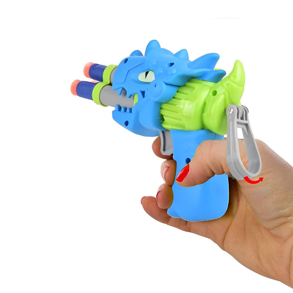 Thunder Strike Dino Shoot Blaster Gun | Includes 6 Soft Foam Bullets | Double Loading Toy for Kids 4+.